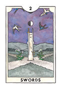 Two of Swords Tarot card in New Chapter deck