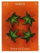 Four of Coins Tarot card in One World Tarot deck