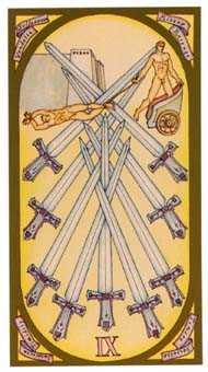 Nine of Swords Tarot card in Renaissance Tarot deck