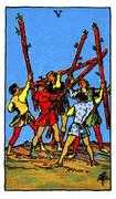 Five of Wands Tarot card in Rider Waite deck