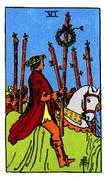 Six of Wands Tarot card in Rider Waite deck