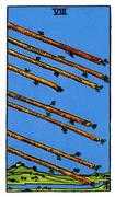 Eight of Wands Tarot card in Rider Waite deck