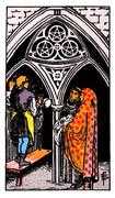 Three of Coins Tarot card in Rider Waite deck