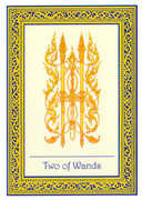 Two of Wands Tarot card in Royal Thai deck