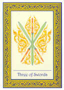 Three of Swords Tarot card in Royal Thai deck