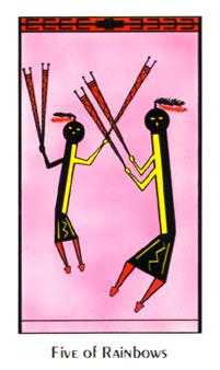 Five of Rainbows Tarot card in Santa Fe Tarot deck