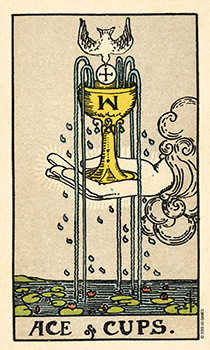Ace of Cups Tarot card in Smith Waite Centennial Tarot deck