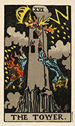 The Tower Tarot card in Smith Waite Centennial deck