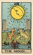 The Moon Tarot card in Smith Waite Centennial deck