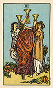 Three of Cups Tarot card in Smith Waite Centennial deck