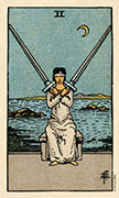 Two of Swords Tarot card in Smith Waite Centennial deck