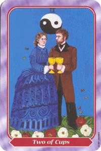 Two of Cups Tarot card in Spiral Tarot deck