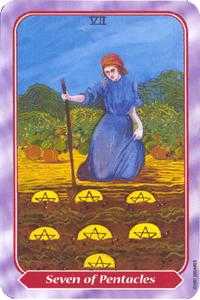 Seven of Pentacles Tarot card in Spiral Tarot deck