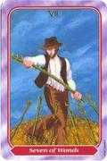 Seven of Wands Tarot card in Spiral deck