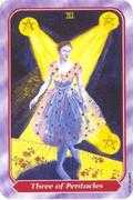 Three of Pentacles Tarot card in Spiral deck