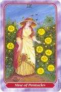 Nine of Pentacles Tarot card in Spiral deck