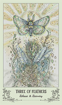 Three of Feathers Tarot card in Spiritsong Tarot deck