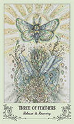 Three of Feathers Tarot card in Spiritsong deck