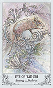Five of Feathers Tarot card in Spiritsong deck