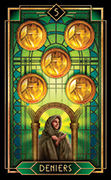 Five of Coins Tarot card in Tarot Decoratif deck
