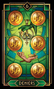 Six of Coins Tarot card in Tarot Decoratif deck