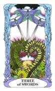 Three of Swords Tarot card in Tarot of a Moon Garden deck