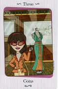 Three of Coins Tarot card in Vanessa deck