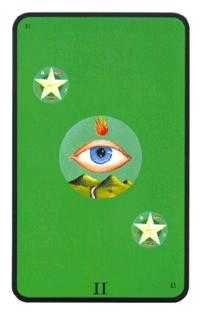 Two of Coins Tarot card in Tarot of the Witches Tarot deck