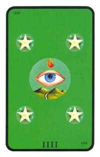 Four of Coins Tarot card in Tarot of the Witches Tarot deck