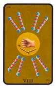 Eight of Batons Tarot card in Tarot of the Witches deck