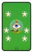 Six of Coins Tarot card in Tarot of the Witches deck
